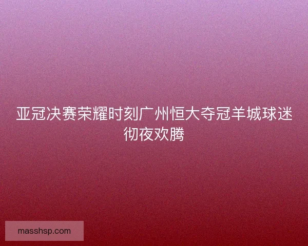 亚冠决赛荣耀时刻广州恒大夺冠羊城球迷彻夜欢腾 亚冠决赛荣耀时刻广州恒大夺冠羊城球迷彻夜欢腾