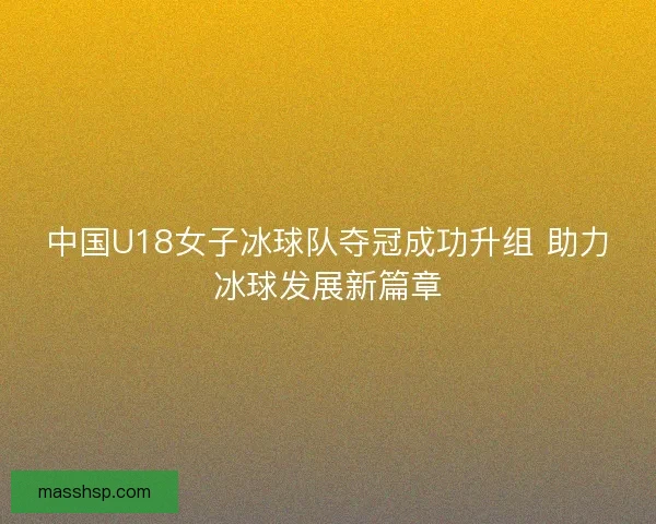 中国U18女子冰球队夺冠成功升组 助力冰球发展新篇章